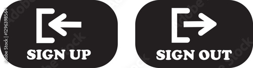Login and logout icon set Set of sign out, Sign in vector vector collection. Open and close door symbol. Black exit and enter arrow, trendy flat style isolated on transparent background.