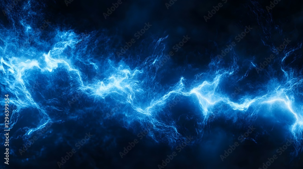Abstract blue light energy waves on a black background, with a glowing effect Abstract blue light energy waves on a black background, with a glowing effect