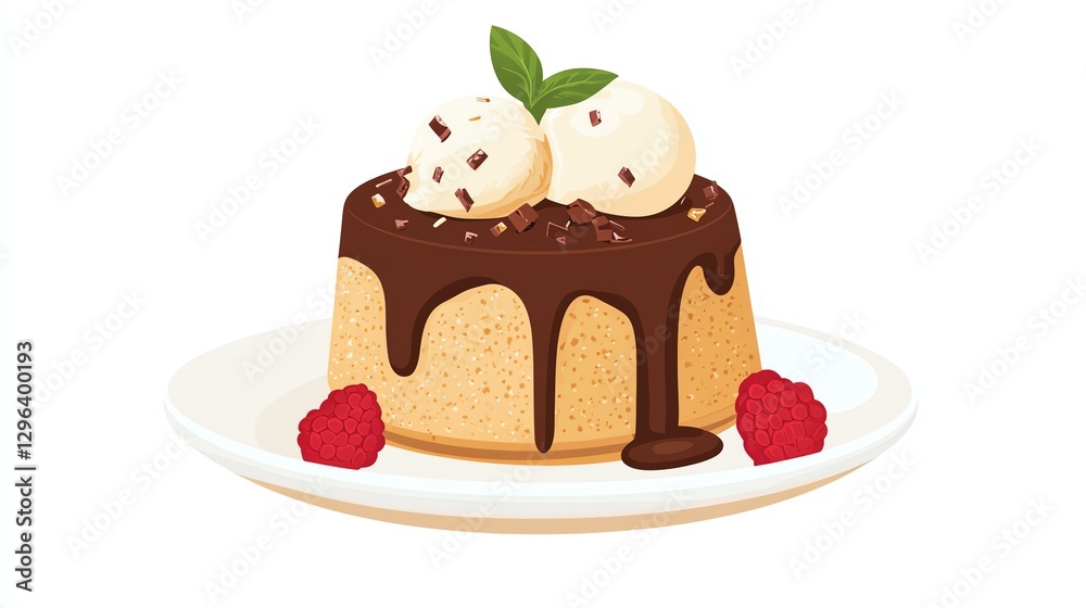 Delicious dessert with ice cream and chocolate Delicious dessert with ice cream and chocolate
