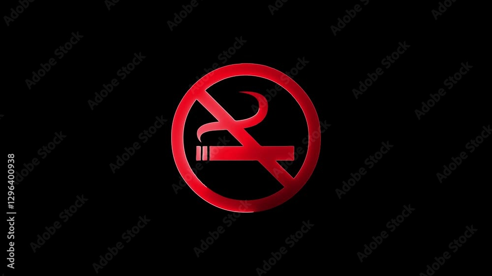 Neon glowing no smoking icon animation for safety and prohibition visuals Neon glowing no smoking icon animation for safety and prohibition visuals