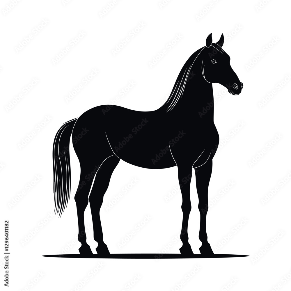 Obraz premium black silhouette of elegant horse isolated vector illustration