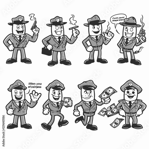 Energetic Hand Drawn Vintage Cartoon Illustration for Lively Retro Artwork