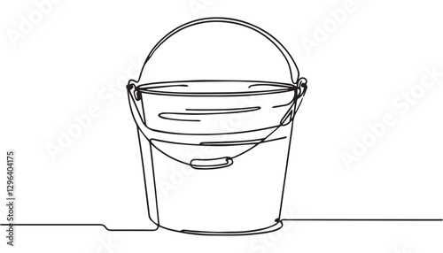 Continuous one single minimal line drawing bucket