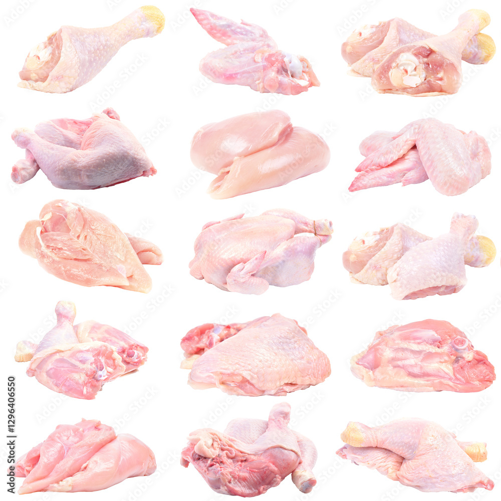 Chicken meat set isolated