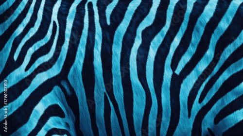 A zebra's fur is blue and black. The blue stripes are very prominent. The zebra's fur is very soft and fluffy