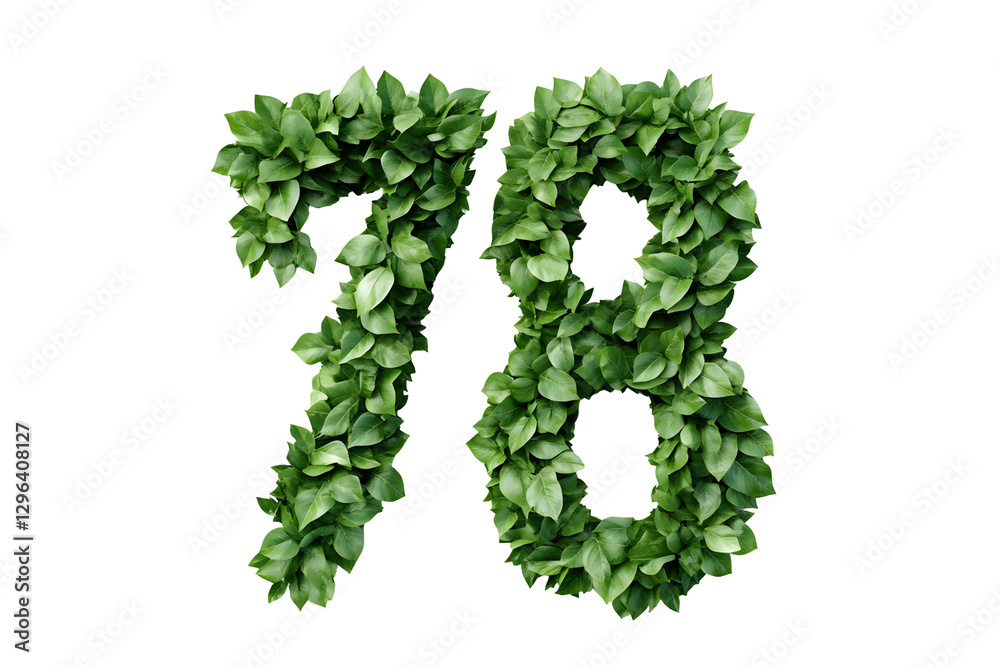 Leafy Number 78, Nature's Design, Transparent Background Leafy Number 78, Nature's Design, Transparent Background