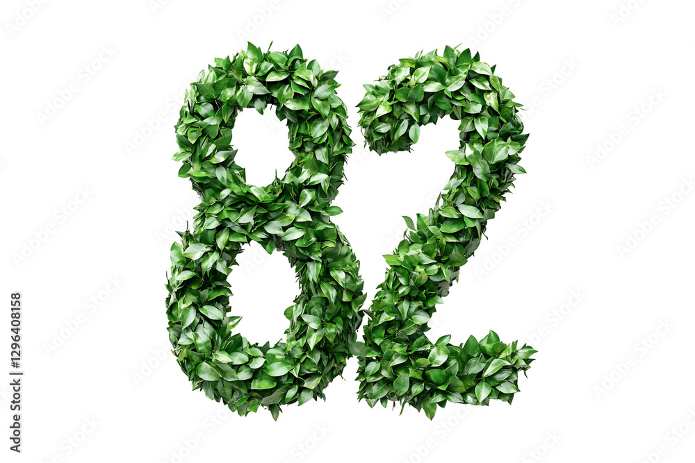 Nature's Number: 82 Leaves Create Design, Transparent Background Nature's Number: 82 Leaves Create Design, Transparent Background