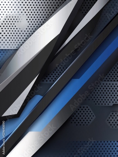 Wallpaper Mural Blue, grey and black geometric abstract banner. Hi-tech vector background Torontodigital.ca