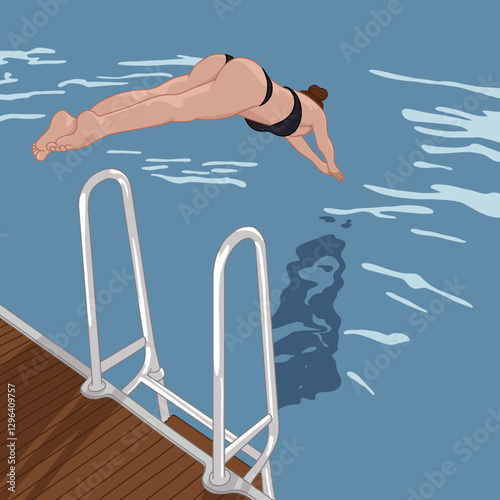 Woman Diving into a Pool