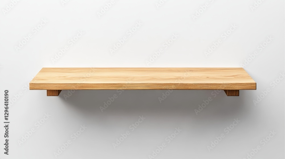 Simple Wooden Floating Shelf - A clean, minimalist wooden shelf against a white background, perfect for displaying products or showcasing items Simple Wooden Floating Shelf - A clean, minimalist wooden shelf against a white background, perfect for displaying products or showcasing items