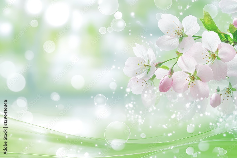 Delicate Spring Blossoms Soft Pink and White Cherry Flowers on a Light Green Background with Bokeh Delicate Spring Blossoms Soft Pink and White Cherry Flowers on a Light Green Background with Bokeh