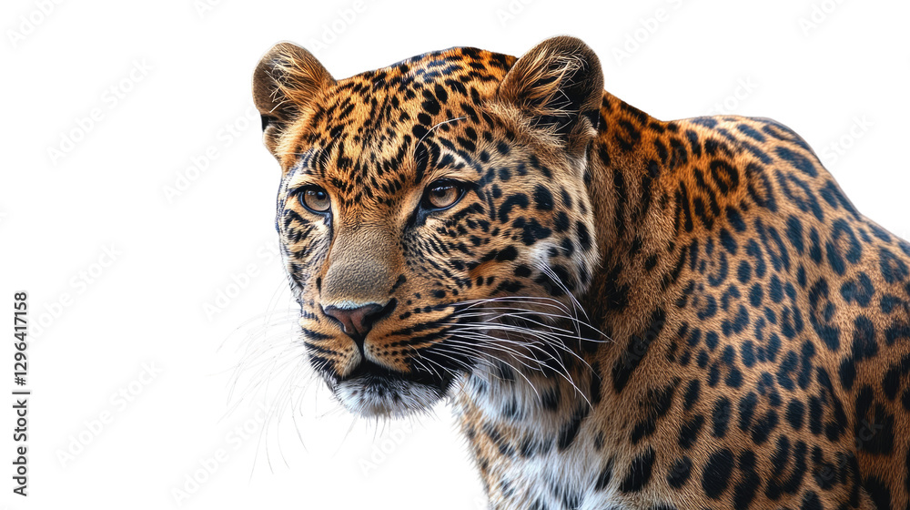 Majestic Leopard: A striking close-up portrait of a leopard, showcasing its beautiful spotted coat and intense gaze. Majestic Leopard: A striking close-up portrait of a leopard, showcasing its beautiful spotted coat and intense gaze.