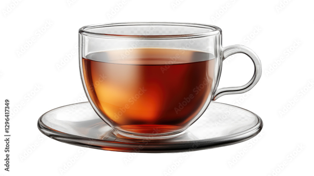 Aromatic Tea in Glass Cup: A captivating close-up of a glass teacup brimming with rich, amber-hued tea, presented on a matching saucer, showcasing the purity and clarity of the beverage. Aromatic Tea in Glass Cup: A captivating close-up of a glass teacup brimming with rich, amber-hued tea, presented on a matching saucer, showcasing the purity and clarity of the beverage.