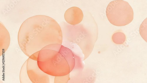 abstract painting with watercolor circles of peach, orange, and pink overlapping on textured background