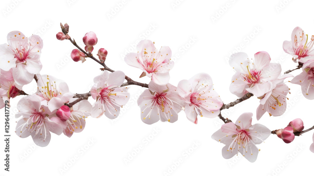 Naklejka premium Blooming cherry blossom branch on transparent background