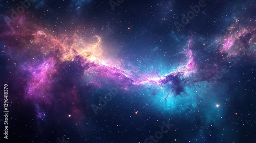 Fototapeta Naklejka Na Ścianę i Meble -  Cosmic Nebula Pink, blue gas clouds collide in space, stars background, space exploration