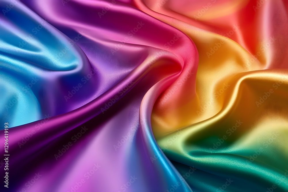 Fototapeta premium Close-up of the rainbow flag with a satin texture, symbolizing pride and diversity