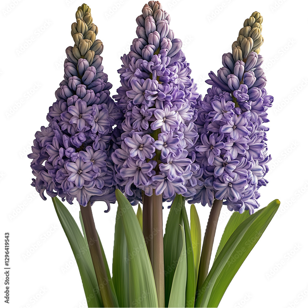 Fototapeta premium Hyacinth Flower illustration, Beautiful Hyacinthus image, Hyacinth Plant isolated 