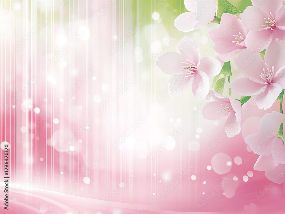 Delicate Pink Cherry Blossoms Spring Floral Background Soft Light Bokeh