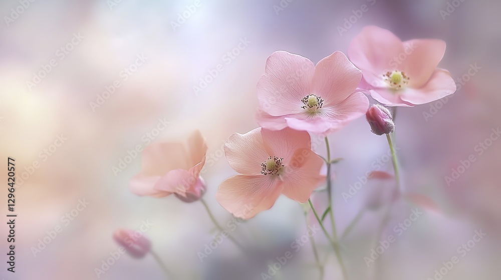 Obraz premium The gentle brushstrokes of the watercolor bring out the beauty and elegance of the flowers, creating a serene and charming visual effect