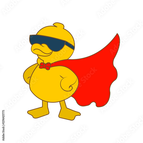 vector sticker of superhero rubber duck 