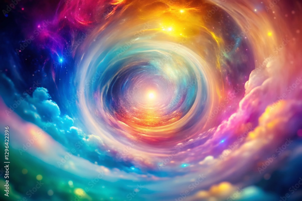 Obraz premium Ethereal Multicolored Vortex: Dreamy Spiritual Metaphysical Background - Tilt-Shift Fantasy