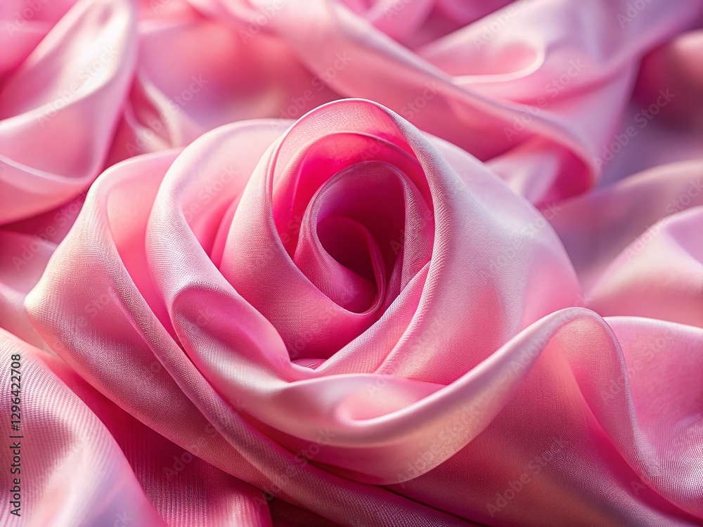 Ethereal Pink Silk Fabric with Delicate Floral Texture - Stock Photo Ethereal Pink Silk Fabric with Delicate Floral Texture - Stock Photo