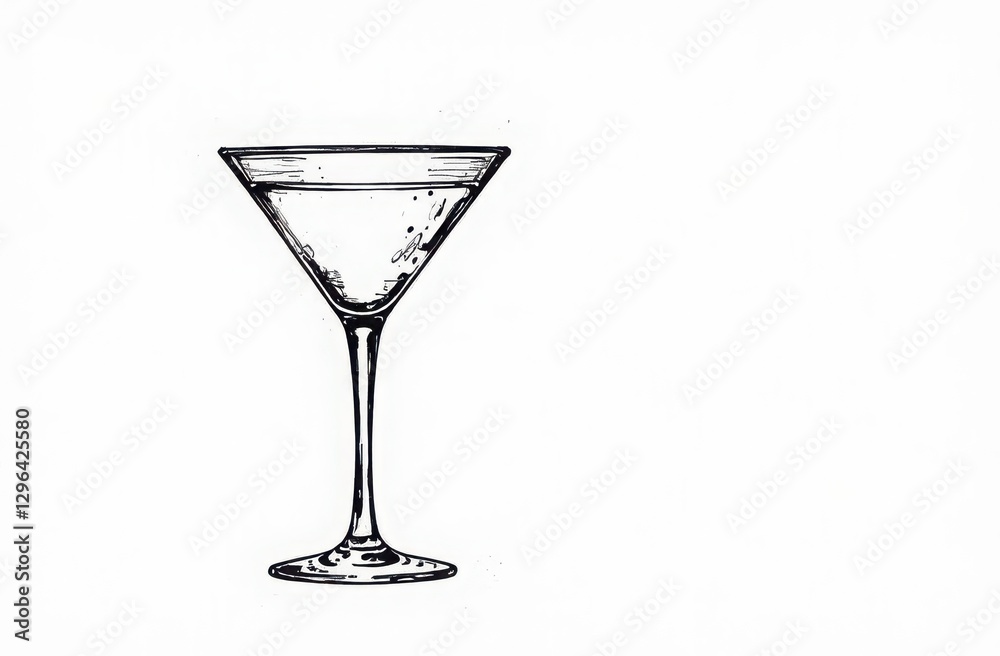 black and white sketch of a martini glass on a white background. black and white sketch of a martini glass on a white background.