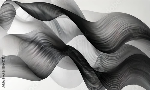 Wallpaper Mural Abstract monochrome wave patterns flowing gracefully across a minimalist background, evoking motion Torontodigital.ca
