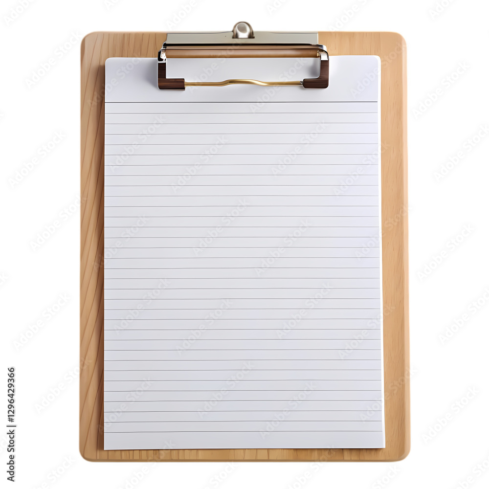 Wooden Clipboard with Paper on transparent background