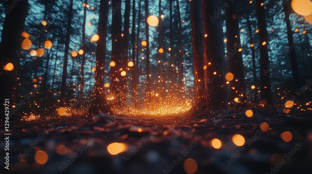 Fireflies Lighting Up the Night Forest Fireflies Lighting Up the Night Forest