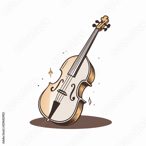 Elegant violin with musical notes in minimalist style, artistry