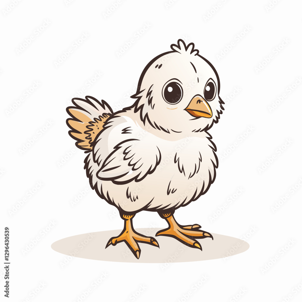 Obraz premium Cute cartoon chick standing, playful innocence