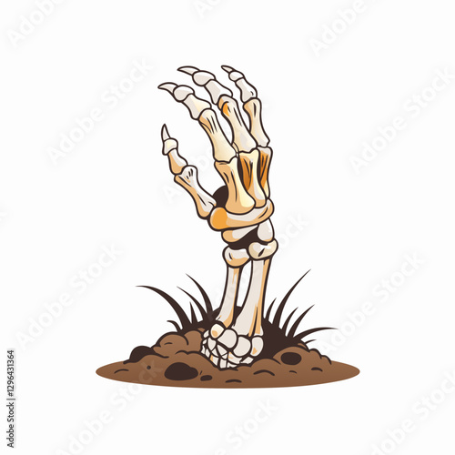 Skeleton hand emerging from the ground, Halloween symbolism