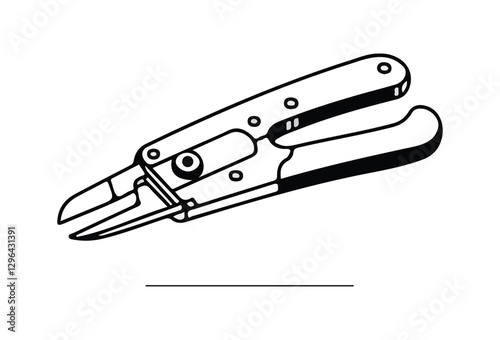 Thread Cutter vectors, Thread snips are essential sewing tools, depicted here as a flat silhouette vector in black and white against a white background. This icon represents a fundamental tool in tail