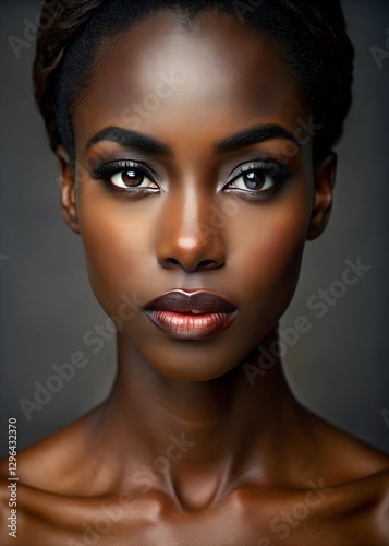 Elegance in Confidence: Cinematic Portrait of a Bold Black Woman with Striking Features