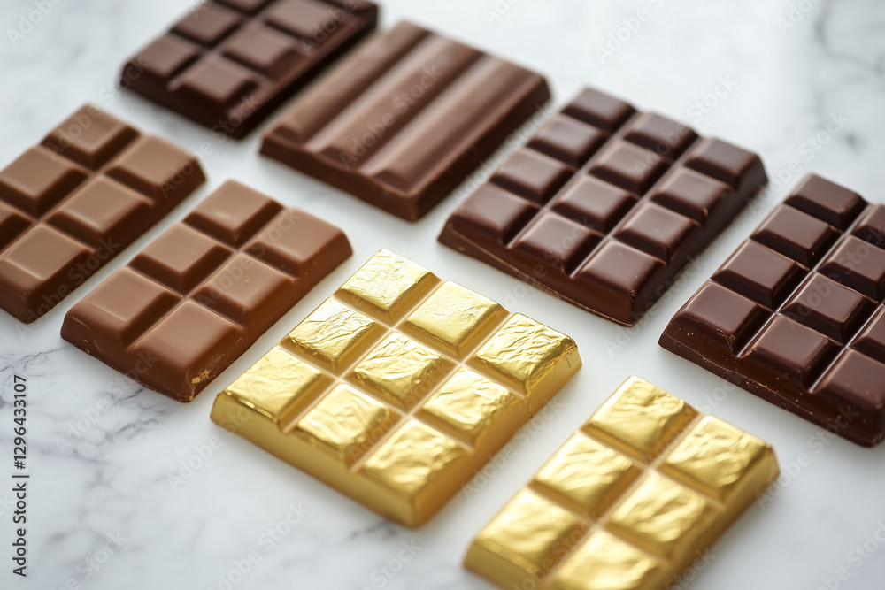 Fototapeta premium Chocolate bars on marble background