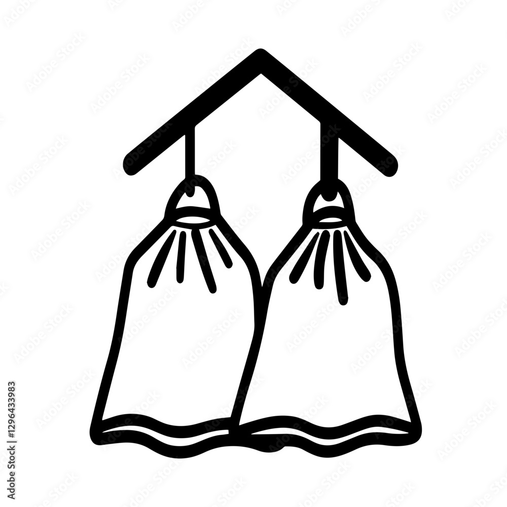 Hanging Sachets Icon in Black Outline, Closet Freshener Concept Hanging Sachets Icon in Black Outline, Closet Freshener Concept