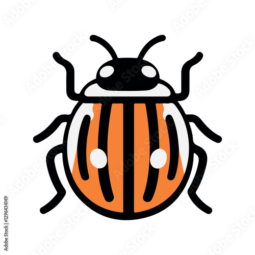 Colorado Potato Beetle Illustration in Bold Colors, Agricultural Pest Representation
