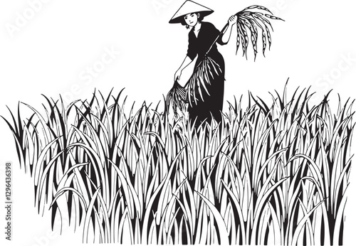 A woman harvesting 