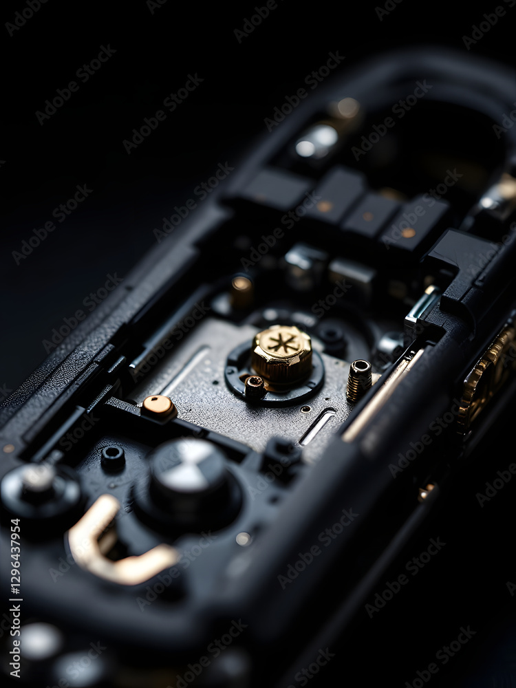 Electronic key, Inside view of an electronic key fob Electronic key, Inside view of an electronic key fob