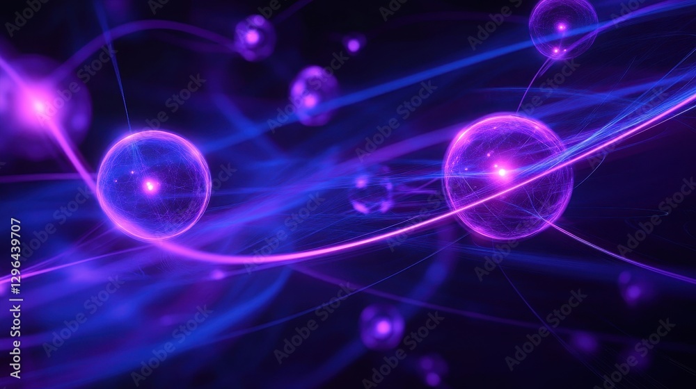 A thin, dark blue line, dotted with empty, violet spheres, represents the atomic model, revealing the nucleus, orbiting electrons, and the vast energy held within. This visual aids in understanding A thin, dark blue line, dotted with empty, violet spheres, represents the atomic model, revealing the nucleus, orbiting electrons, and the vast energy held within. This visual aids in understanding
