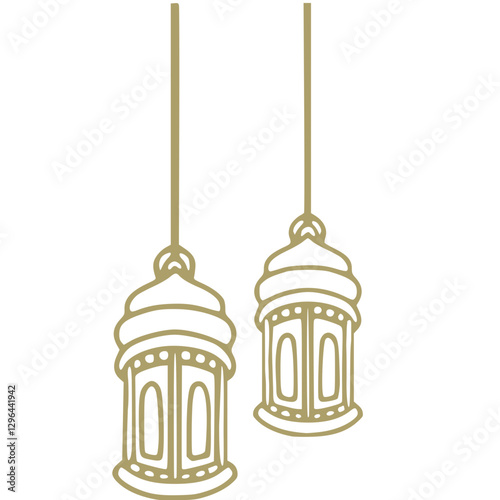 colorfull arabian lantern for decoration light street around mosque park