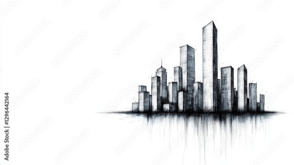 Obraz premium Abstract Pixelated Cityscape Silhouette