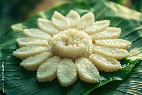 Baked dessert treats made from rice flour and coconut milk, a delicious and nutritious vegan snack. photo