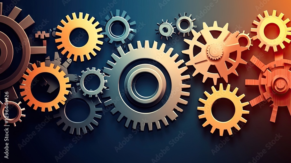 Interlocking gears abstract background, mechanical system, complex machinery Interlocking gears abstract background, mechanical system, complex machinery