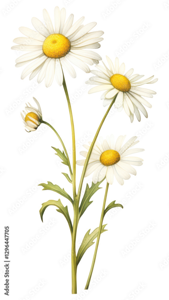 Fototapeta premium PNG Illustration botanical daisies flowers.