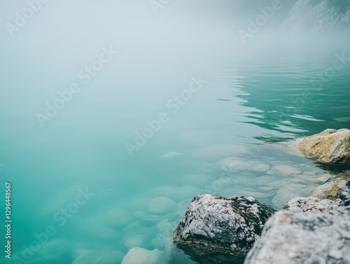 Turquoise Waters in Italy with Minimalist Morning Fog