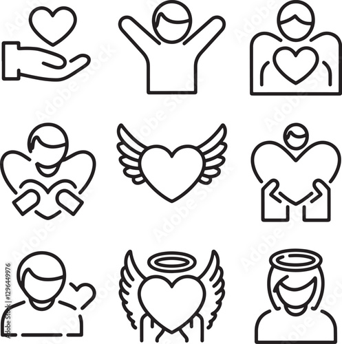Altruism and benevolence logo icon set bundle illustration stock photos