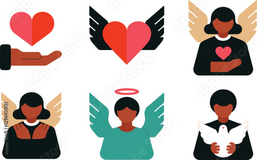 Altruism and benevolence logo icon set bundle illustration stock photos